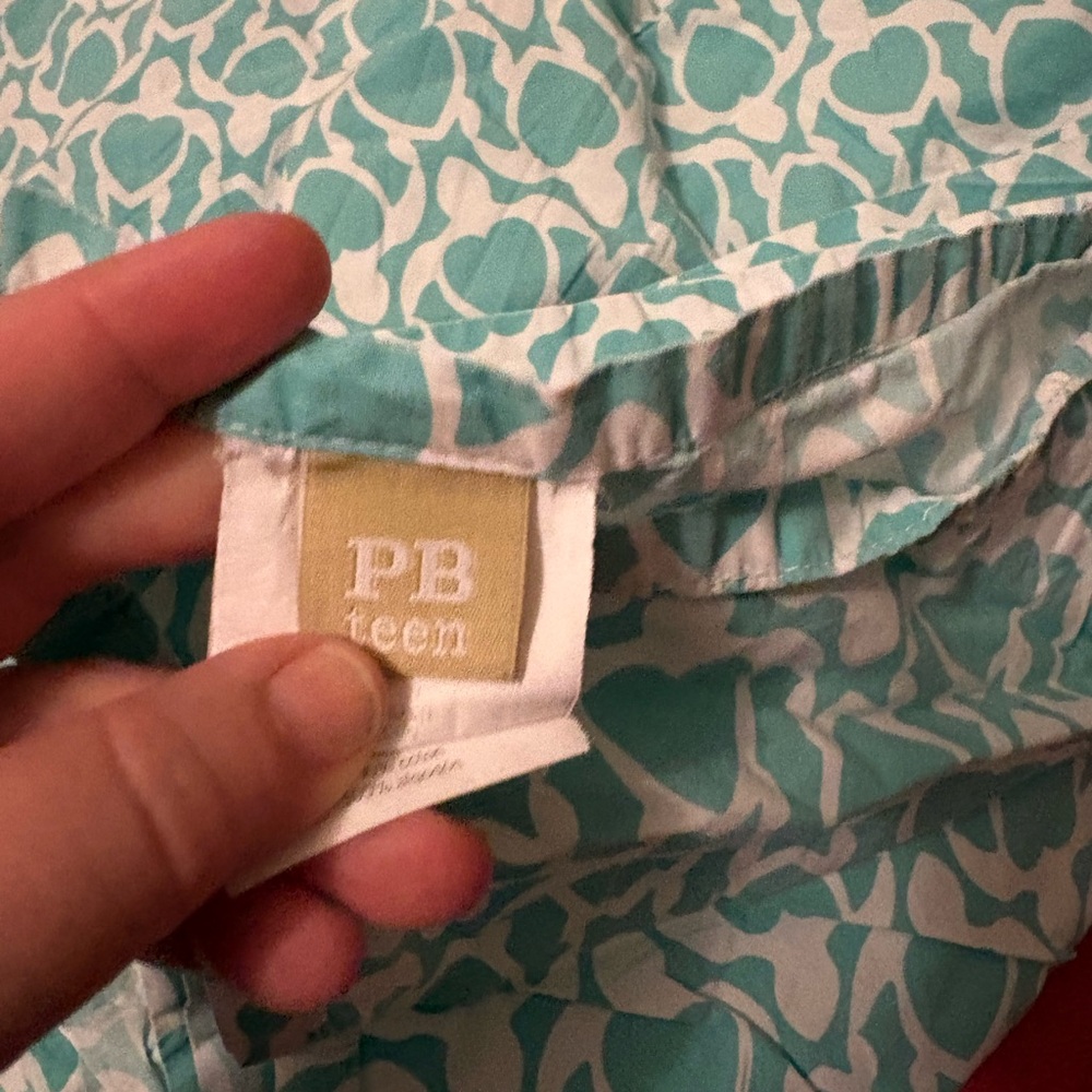 Pottery Barn Teen Turquoise and White Heart/Turtle Queen Sheets - Picture 2 of 2